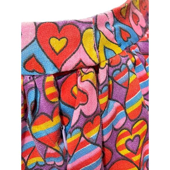 Vintage 1980s Handmade Heart Pattern Long Maxi Skirt Gathered - Picture 7 of 11